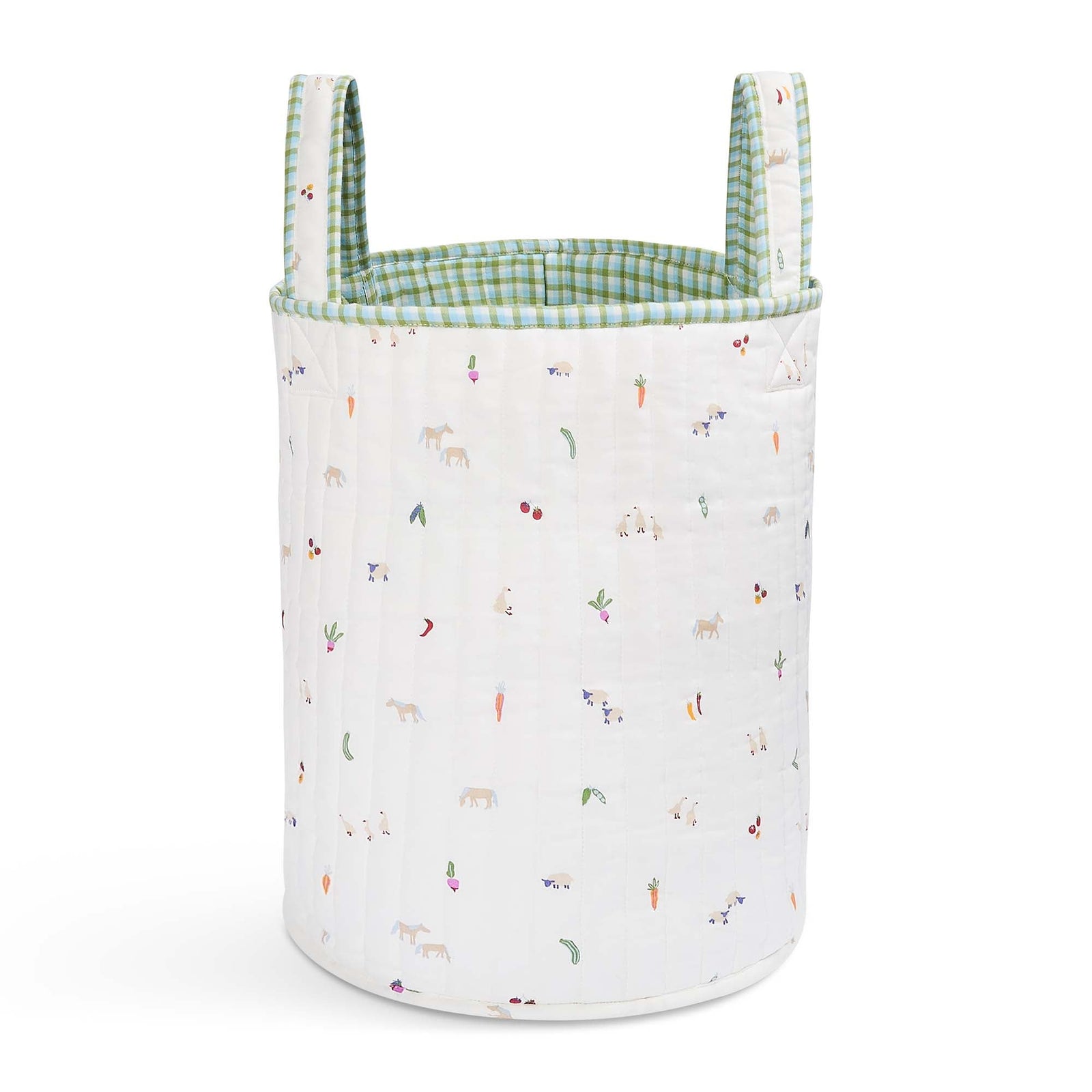 Large Quilted Storage Basket - Greenhouse Gingham / Little Farm
