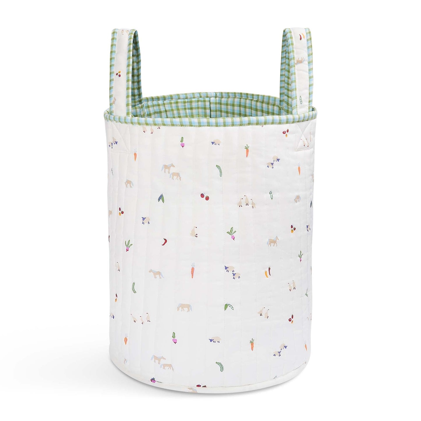 Large Quilted Storage Basket - Greenhouse Gingham / Little Farm
