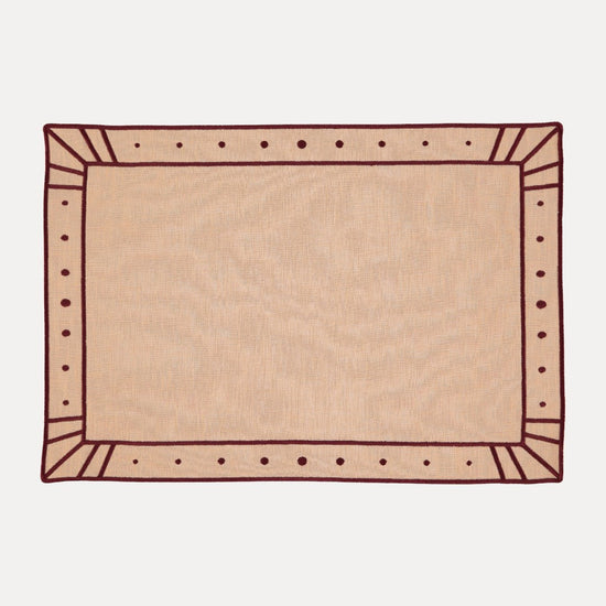 Belle Nuit Linen Placemat in Salmon and Bordeaux