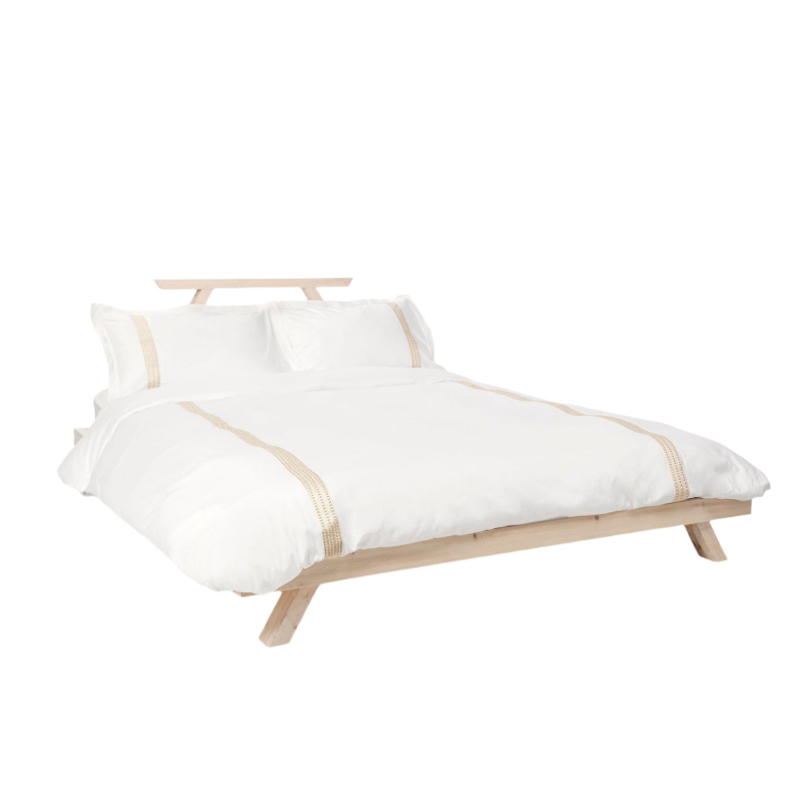 Raha Embroidered Duvet Cover - Classic White & Gold