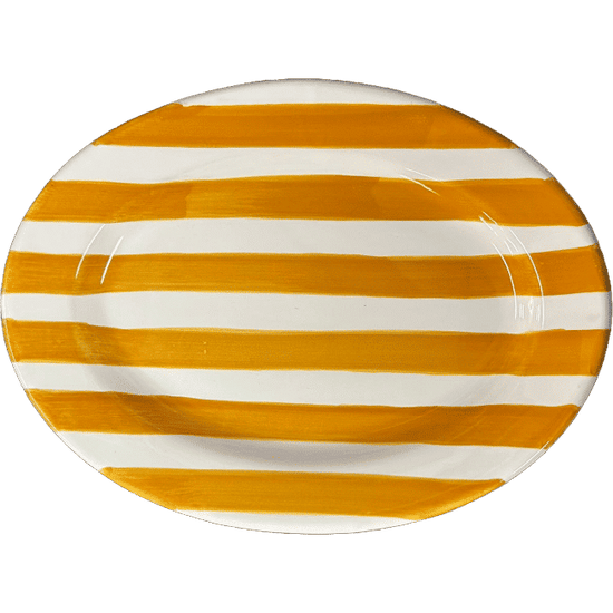 Ochre Striped Oval Platter 25cm