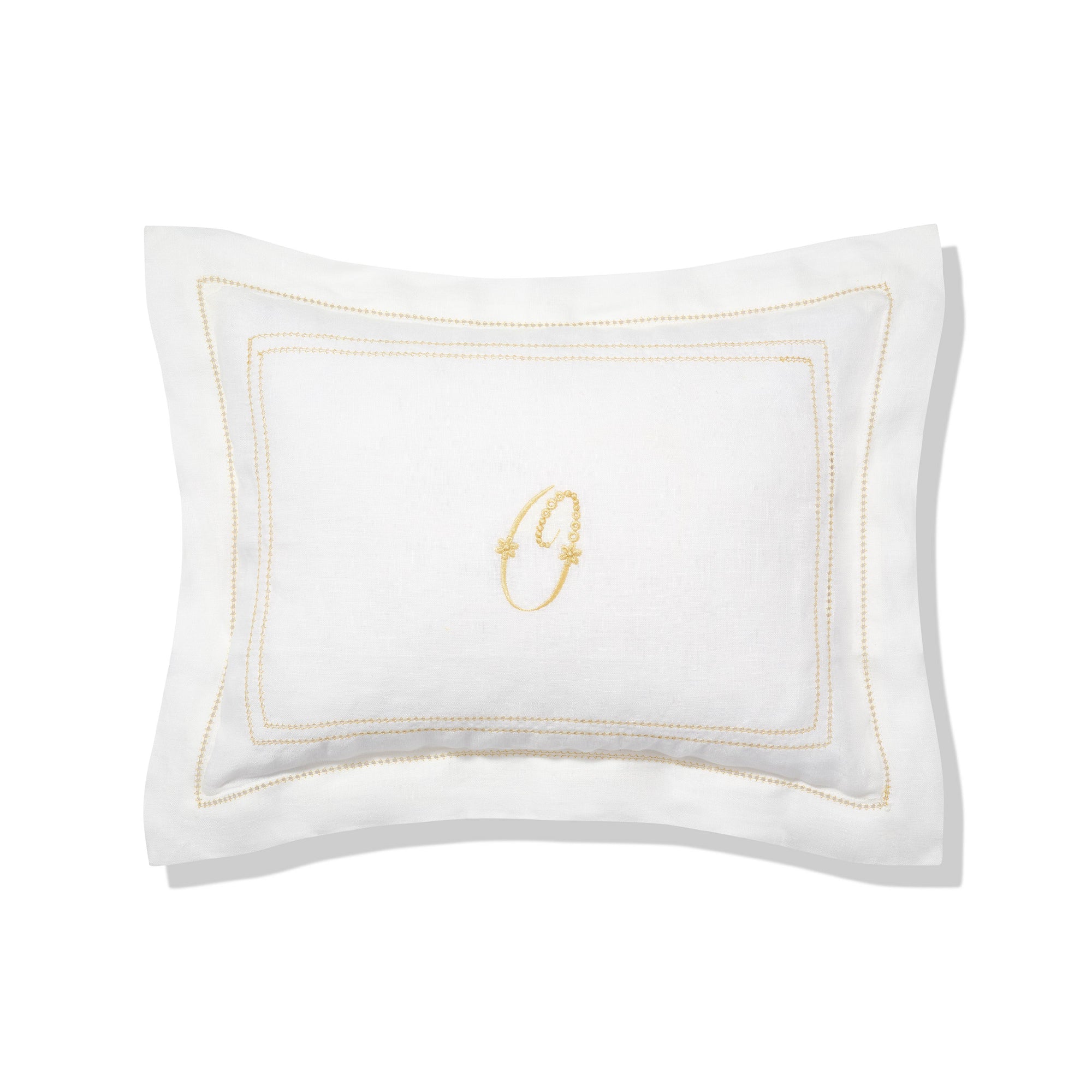 Personalised Boudoir Pillow with Hemstitch in Ochre