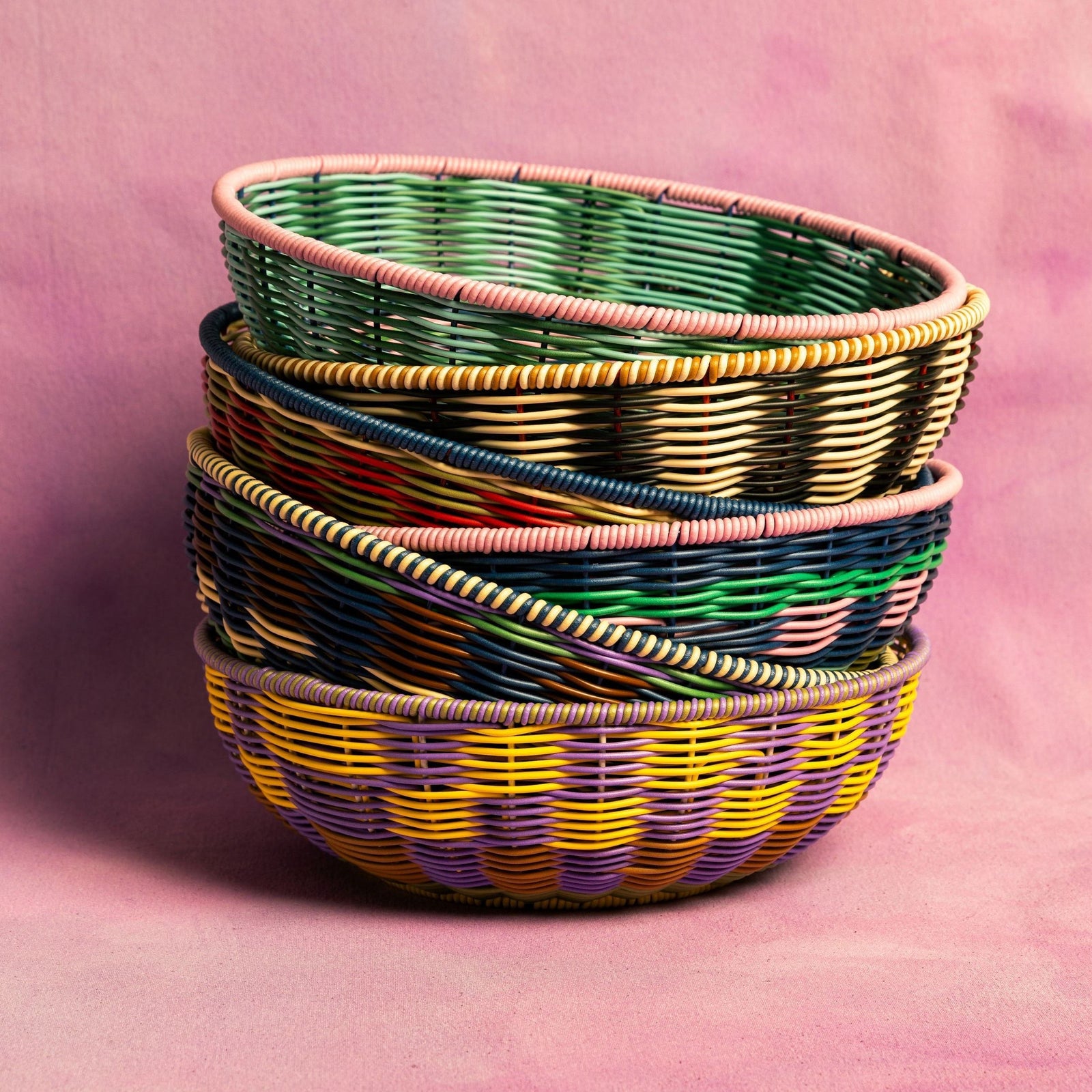Woven Bowl | Pink & Navy