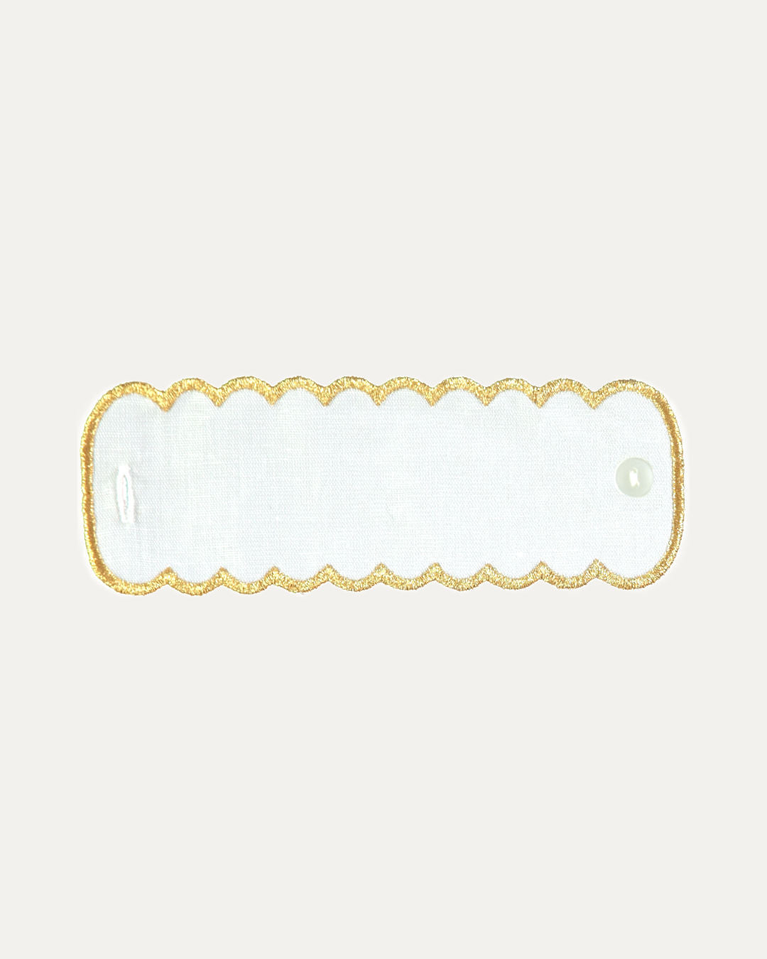 Linen Napkin Ring, White and Gold