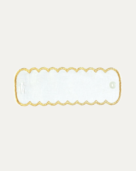 Linen Napkin Ring, White and Gold