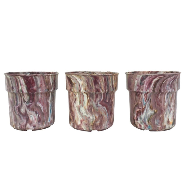 3 Vintage Marbled Plant Pots