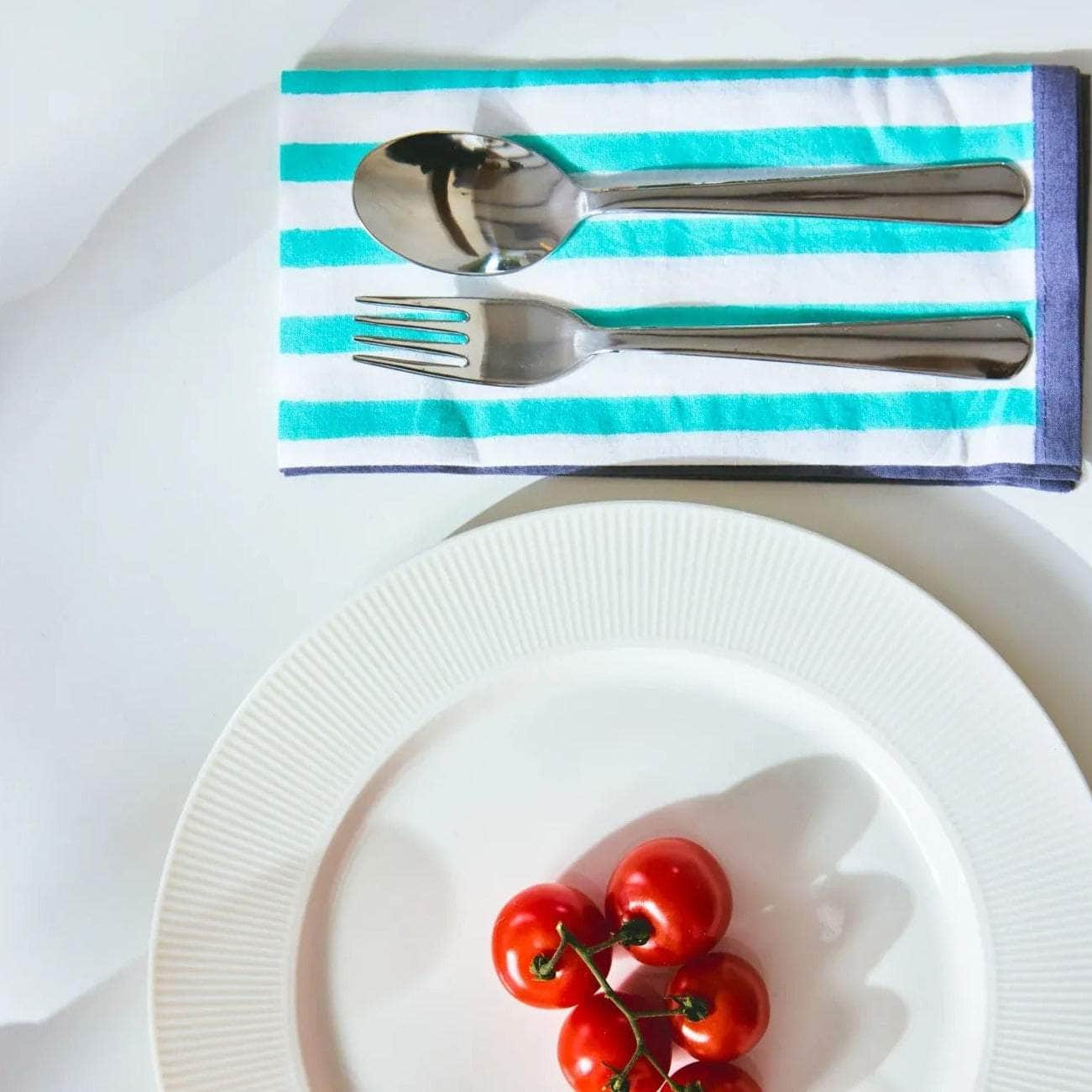 Block Stripe Napkins - Mint / White