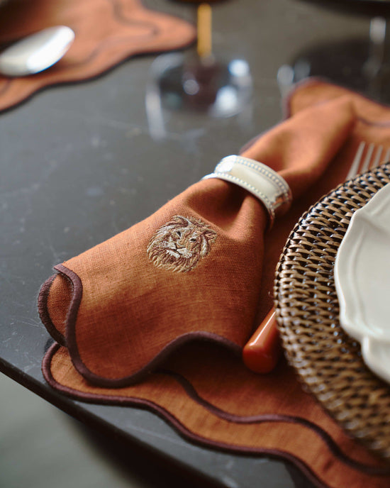 Terracotta Jungle Napkin, Lion