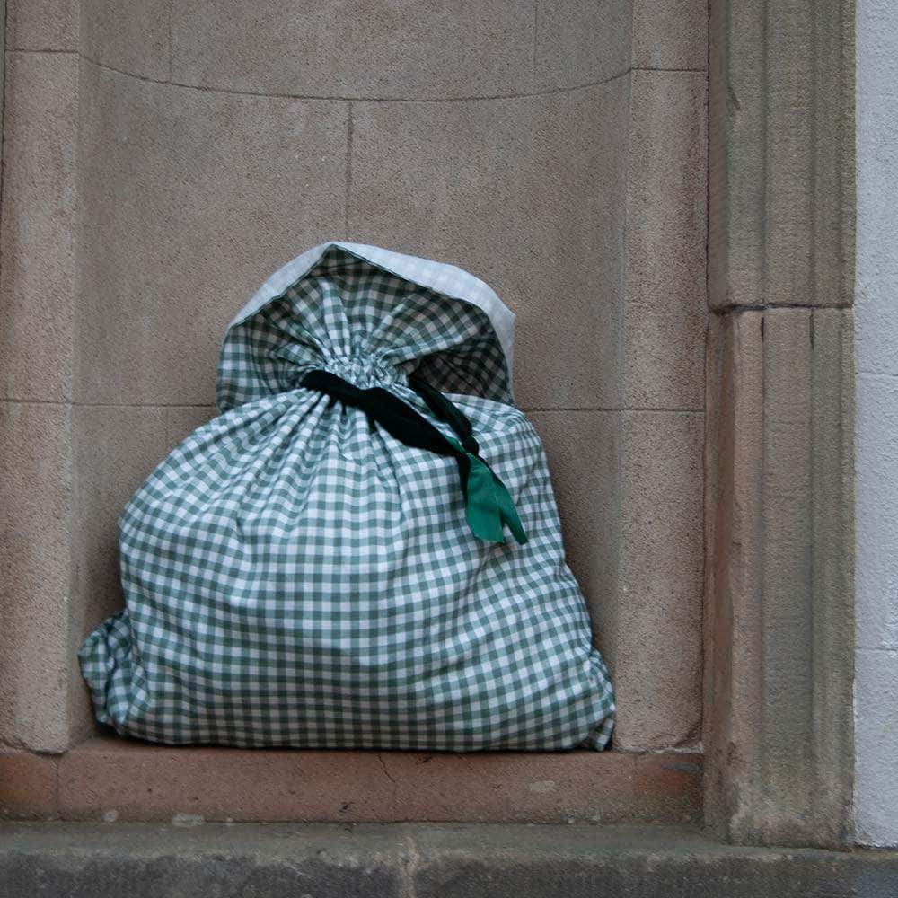 Gingham Santa Sack - Mistletoe Green