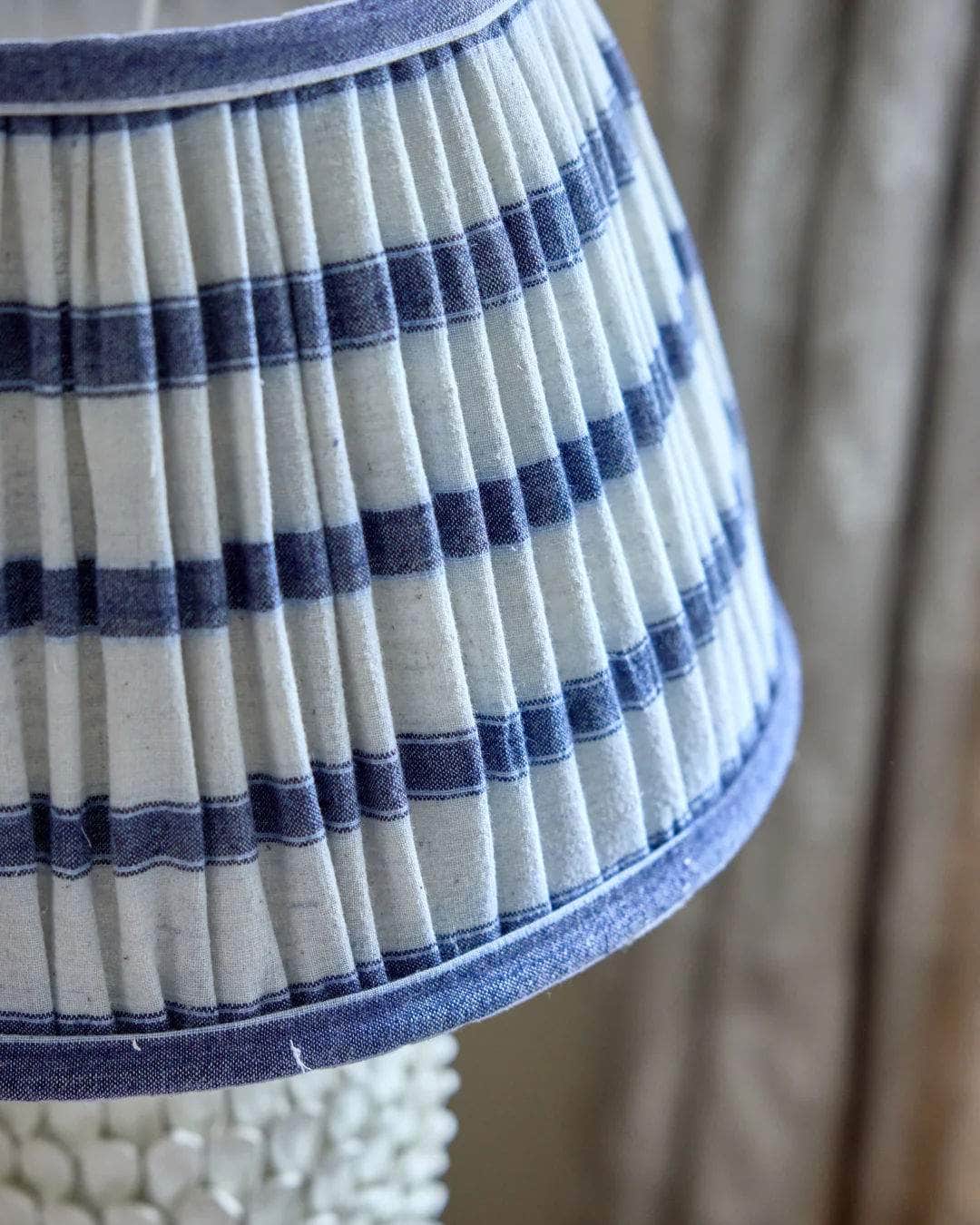 41cm Blue & White Vintage Linen Lampshade
