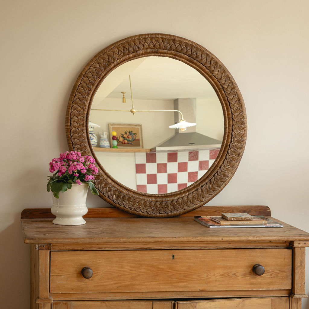 Serena Rattan Mirror, Round