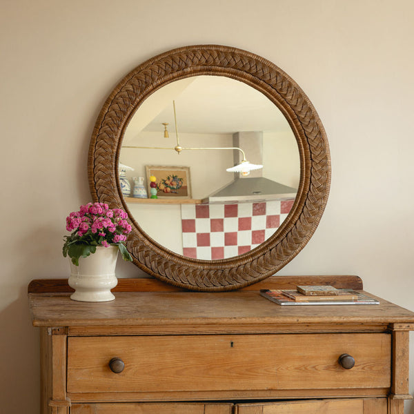 Serena Rattan Mirror, Round