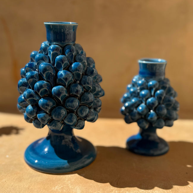Pigna Blue Candle Holder - Medium