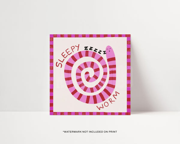 Sleepy Worm Kids Print