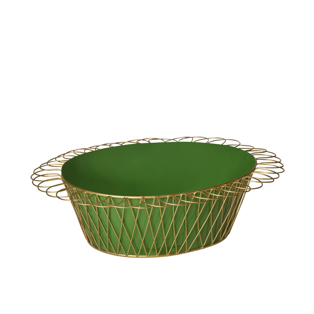 Wire Basket Planter | Apple Green & Gold