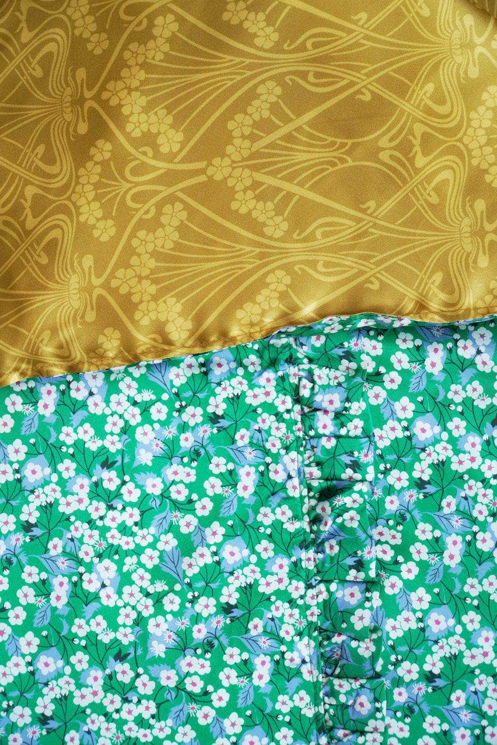 Reversible Silk Ruffle Edge Heirloom Quilt Made With Liberty Fabric Mitsi & Nouveau Ianthe