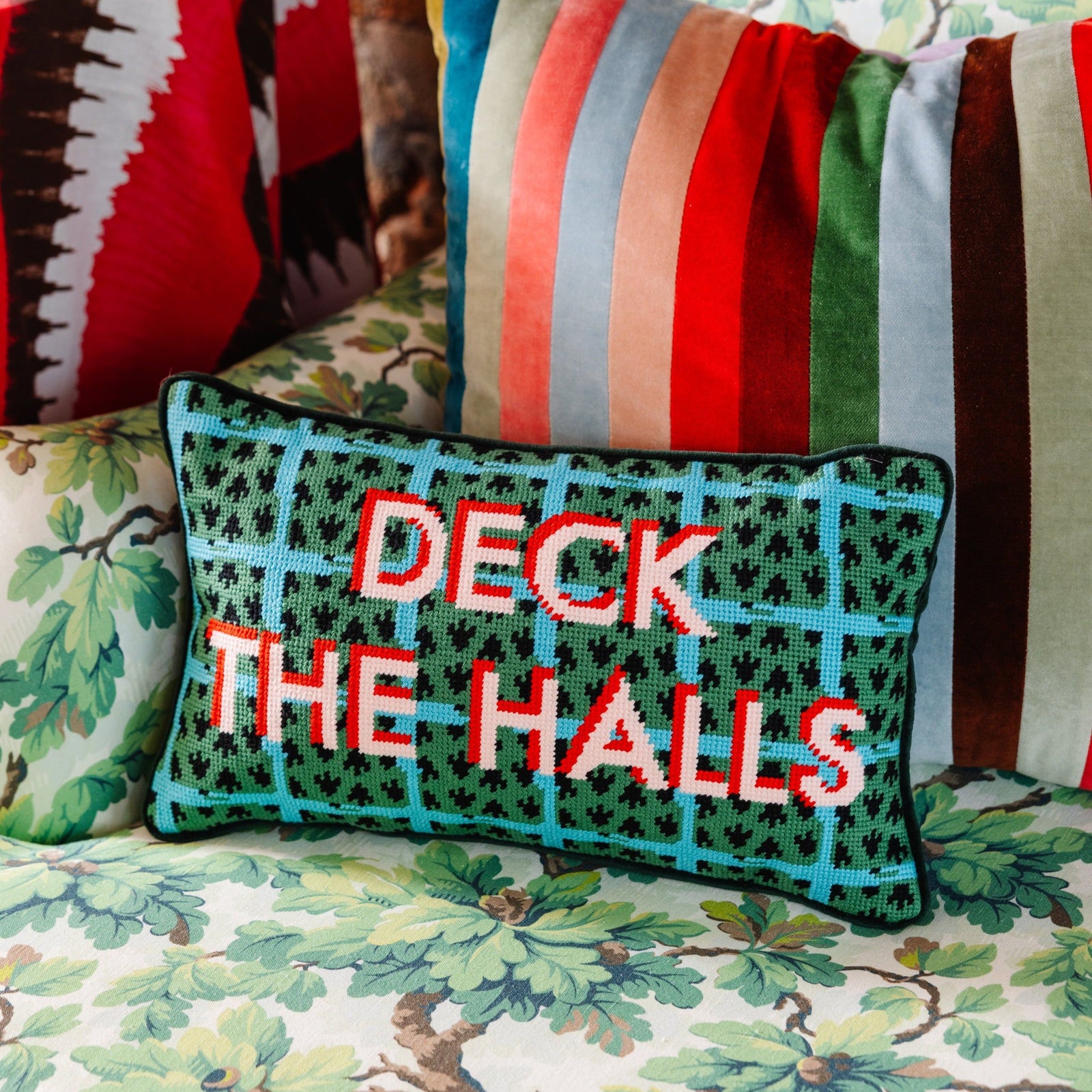 Deck the Halls Needlepoint Pillow