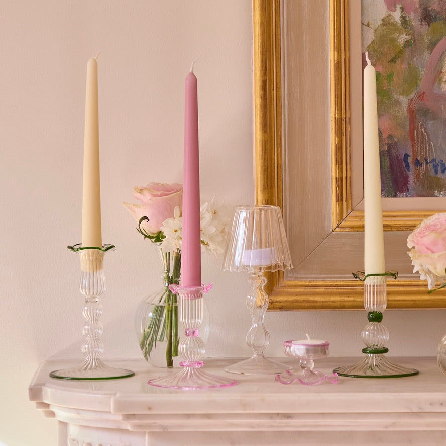 Pink Rimmed Tealight Holders (Set of 2)