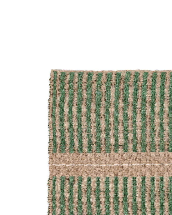WAVU: Green, Natural & White Stripe Woven Sisal Doormat