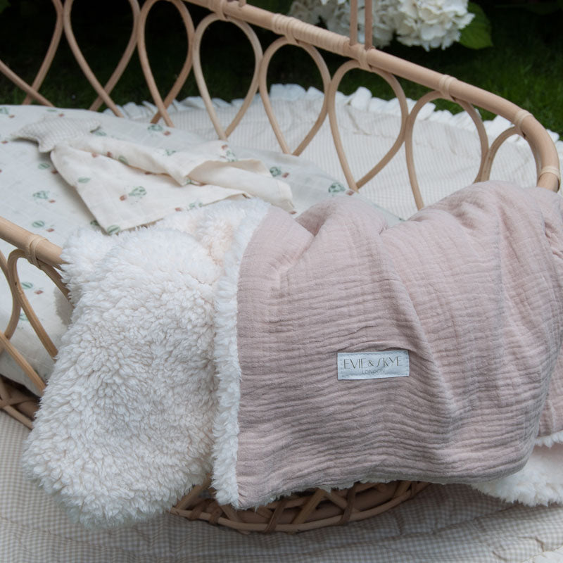 Organic Sherpa Muslin Baby Blanket - Mocha