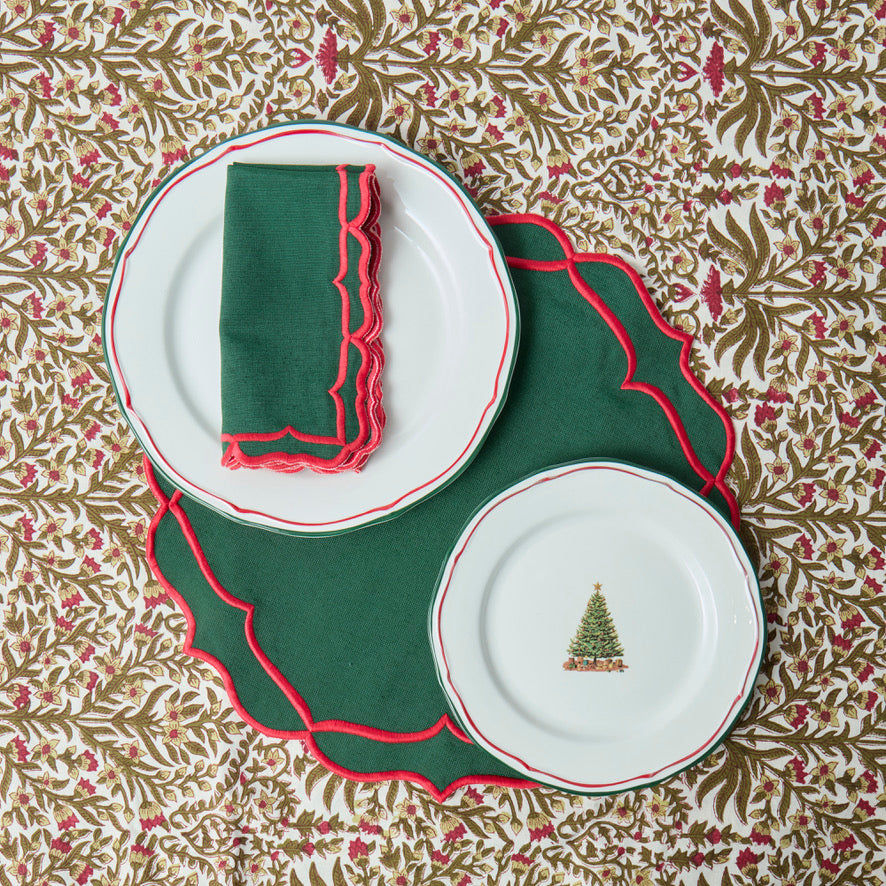 Noel Red & Green Christmas Napkin (set of 4) Cloth Napkins