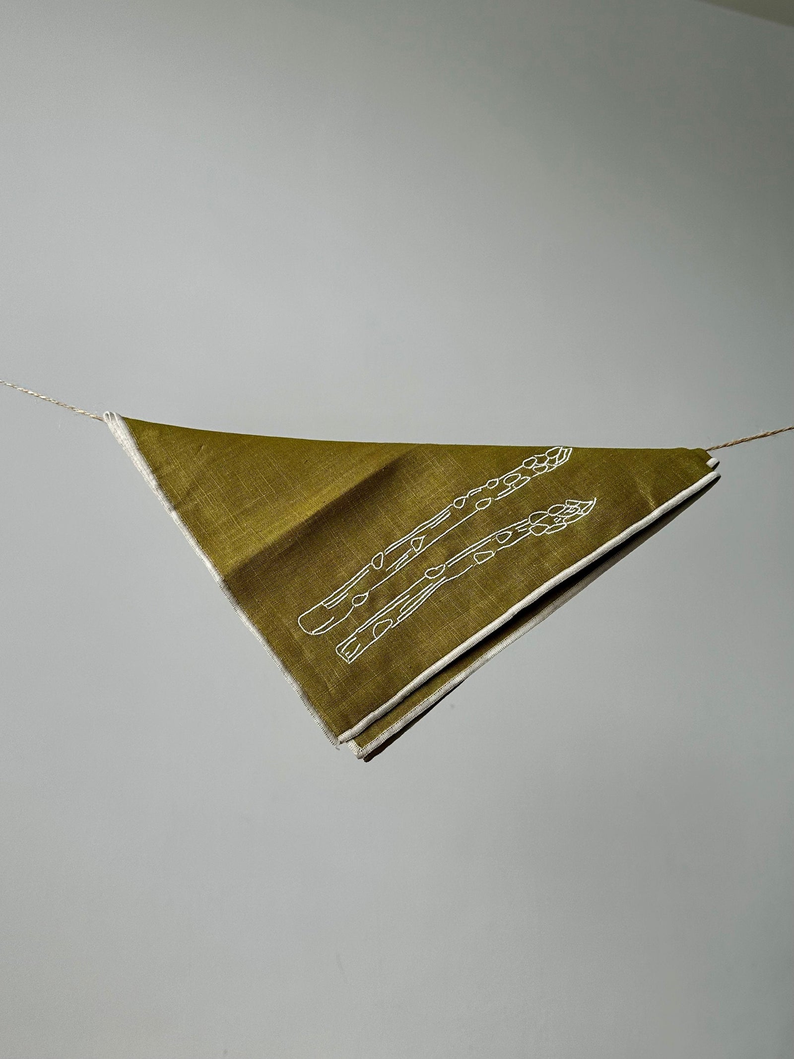 Linen Embroidered Napkins | 'Asparagus'