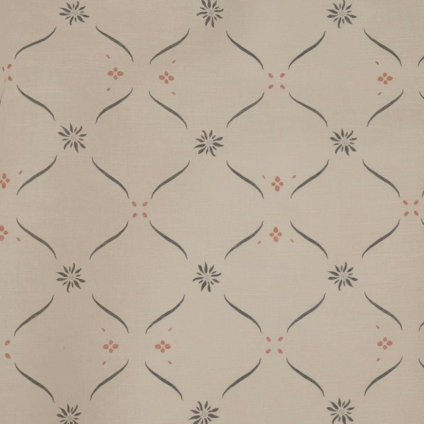 Edelweiss Trellis Fabric - Loden Blue and Soft Red on White