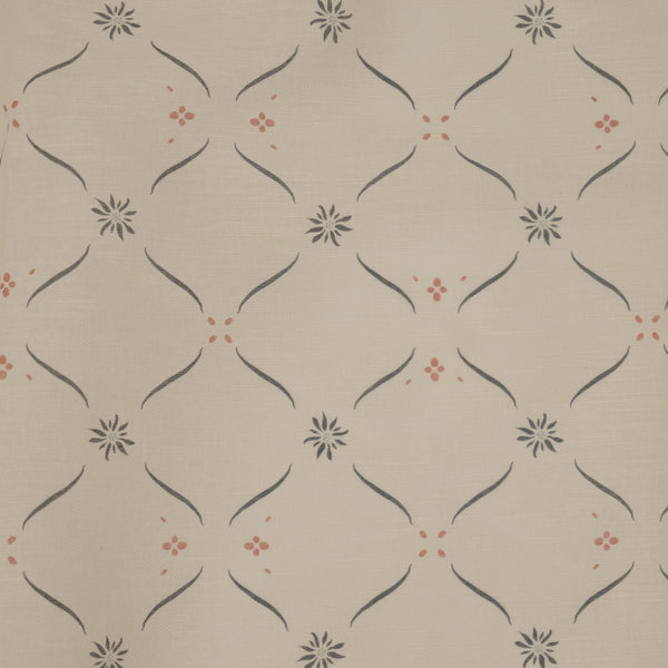 Edelweiss Trellis Fabric - Loden Blue and Soft Red on White