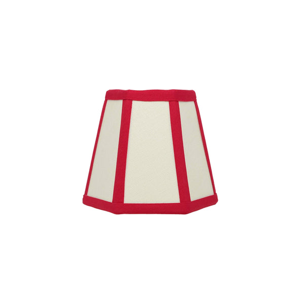 Hexagon Linen Lampshade, Red Trim - Candle Shade