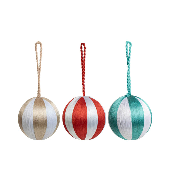 Stripe Bauble M Set/3 - Multi White