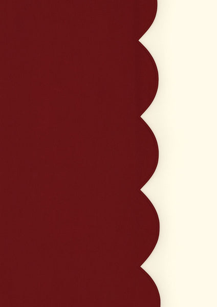 Scalloped Linen Tablecloth In Bordeaux