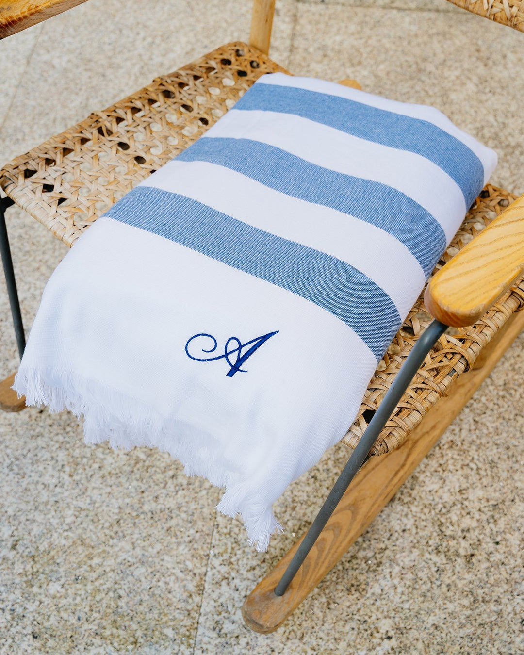Personalised Blue Striped Beach Towel