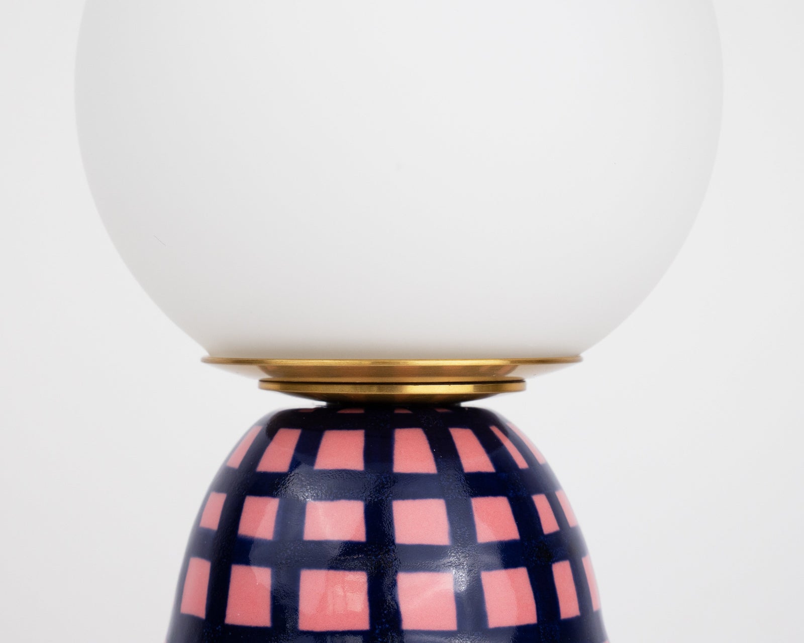 'Grid' Table Lamp w/ Bulb - Pink & Blue