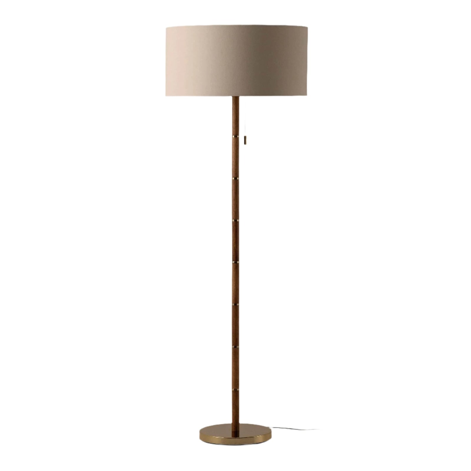 Wood & Brass Disk Floor Lamp