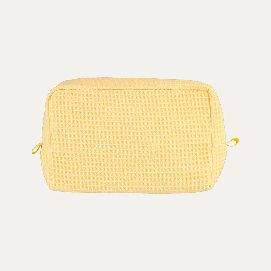 Yellow Waffle-Cotton Toiletry Bag