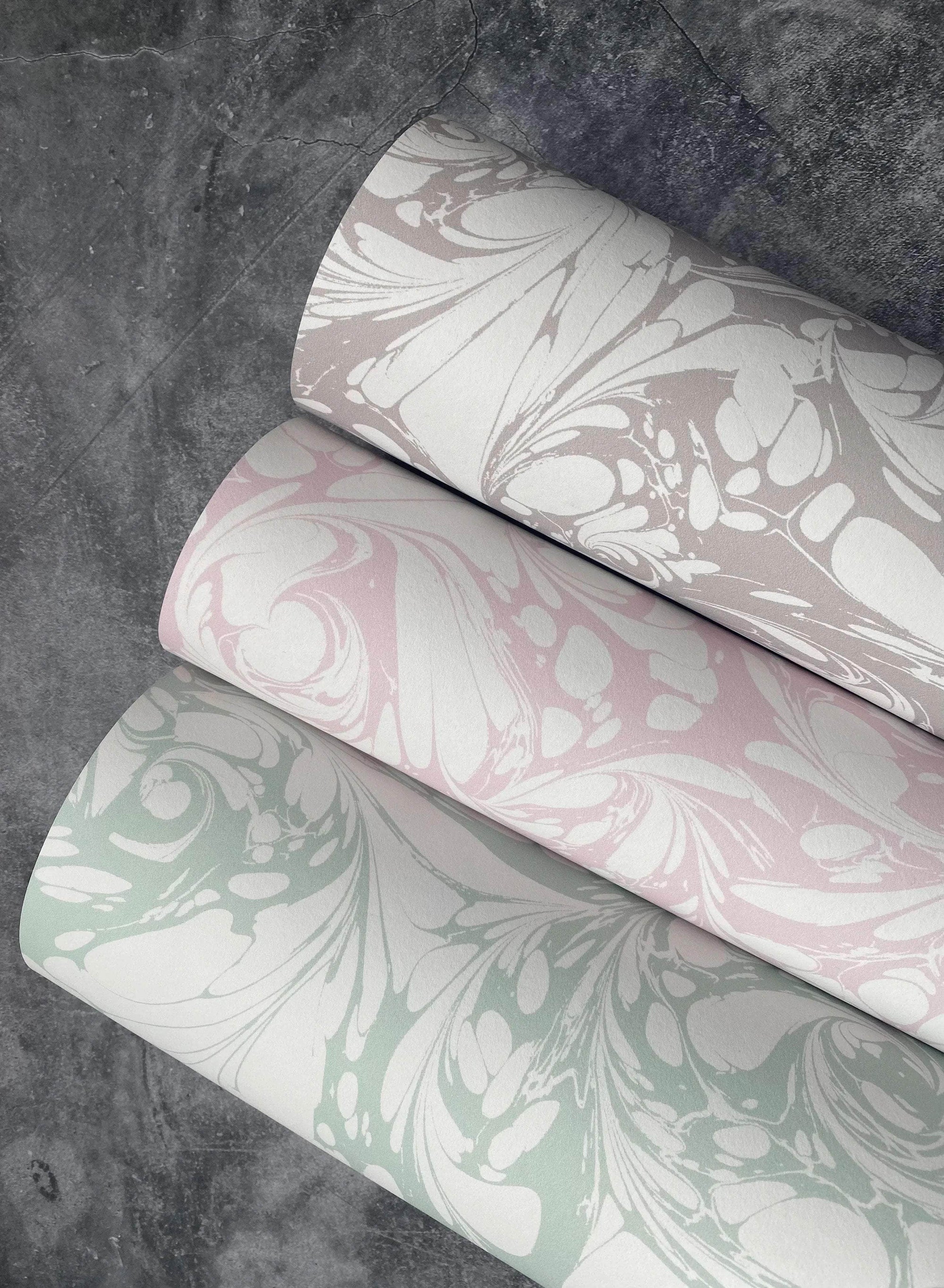 Marbled Wallpaper - 'Flourish' Col: Candytuft - Eco Non-Woven