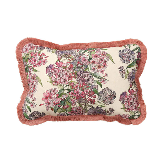 Mixed Phlox Cushion with Pink Cotton Trim