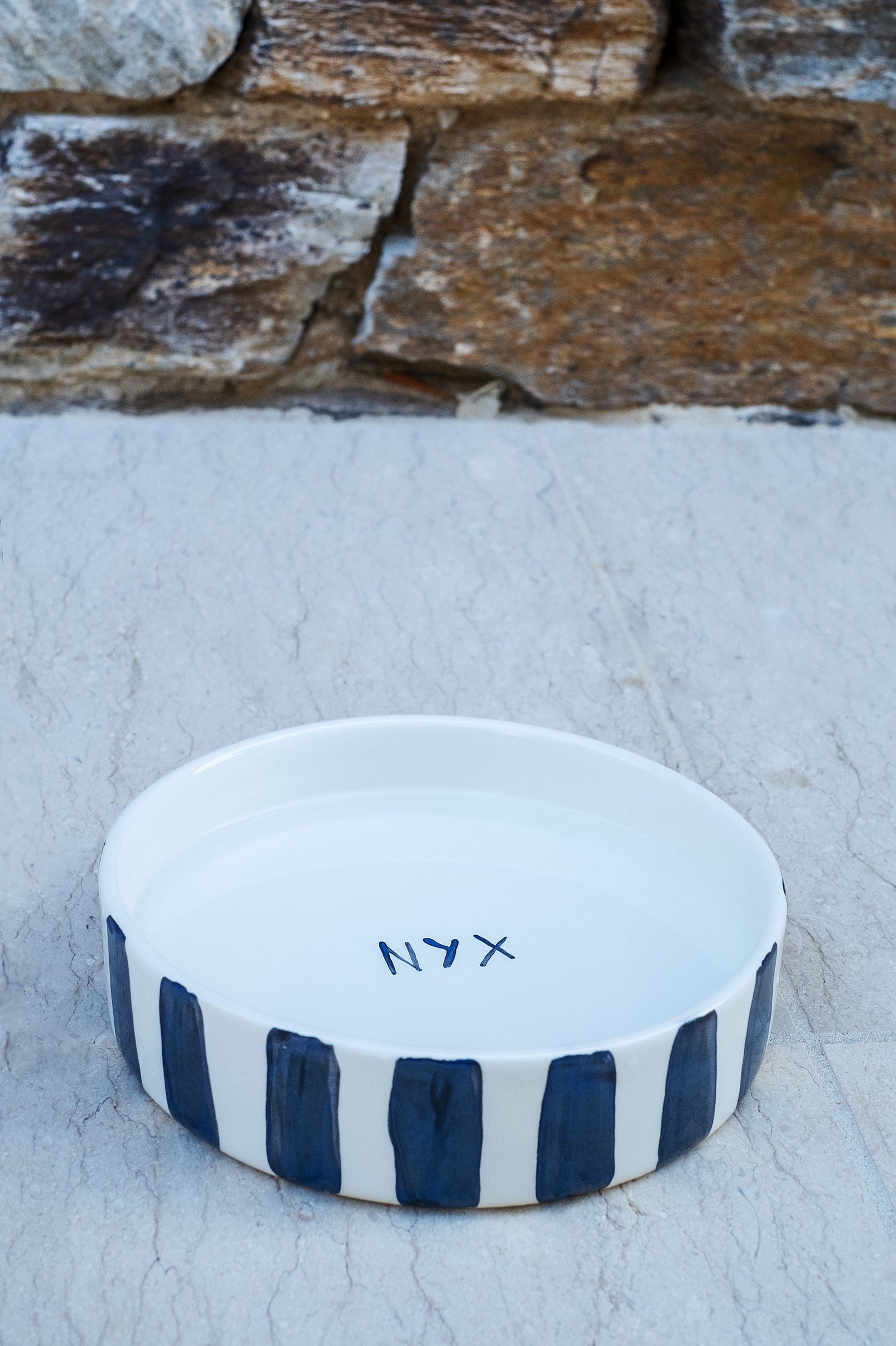 Black and White Striped Pet Bowl