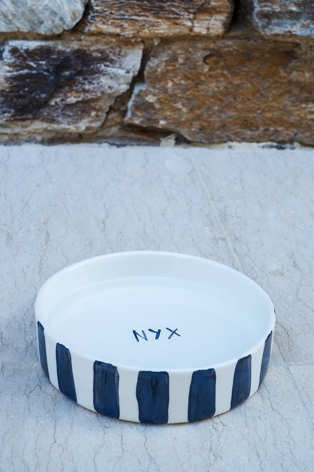 Black and White Striped Pet Bowl