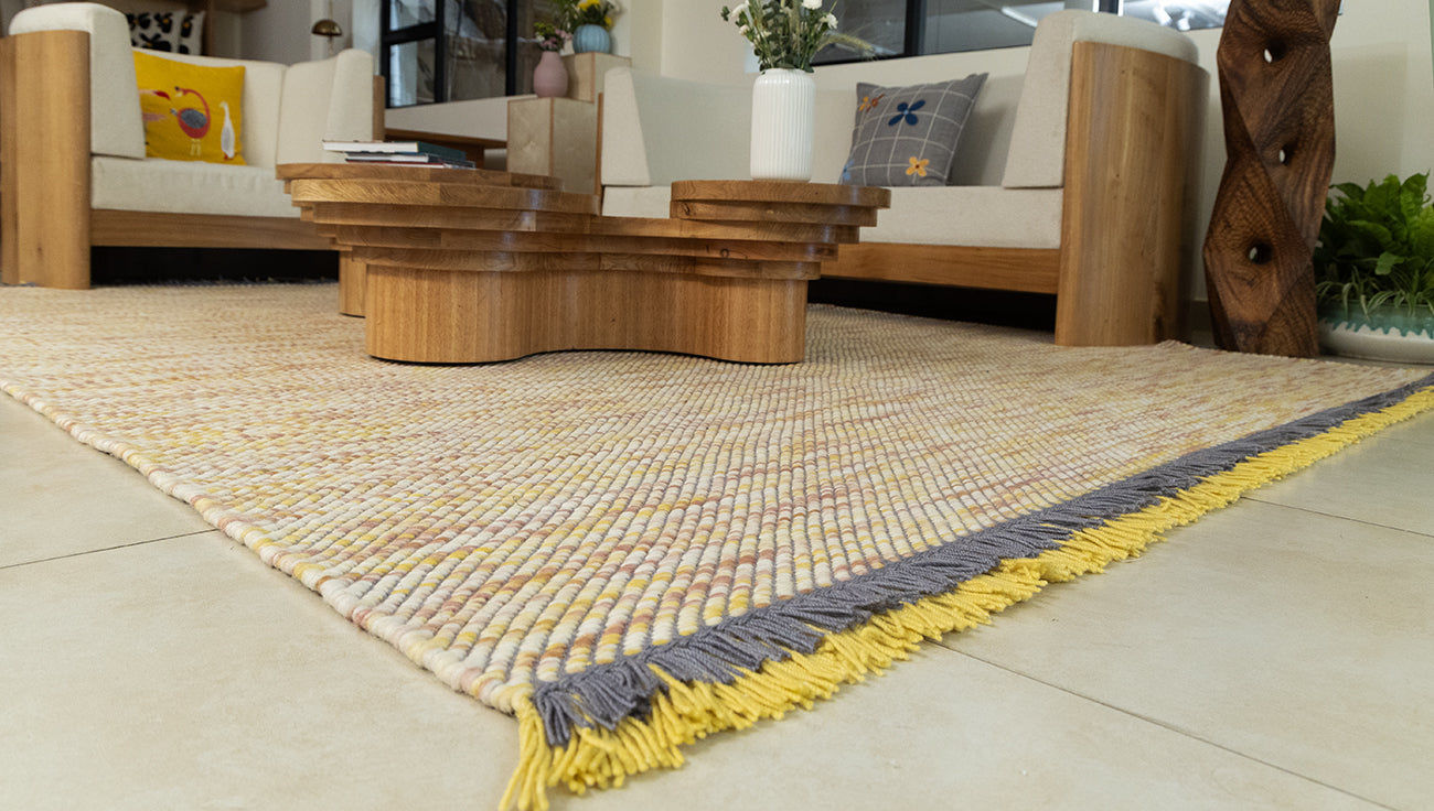 Flatweave Rug - Pink & Yellow