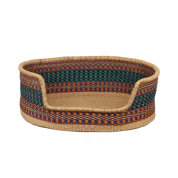 PRAKO: Orange, Blue and Black Dog Basket - Large