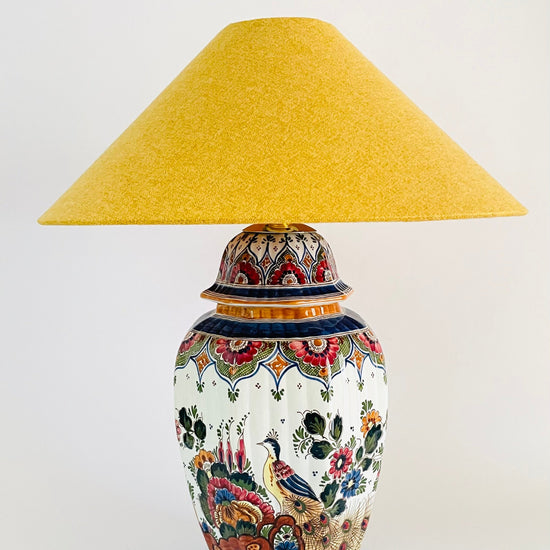 Large Antique Delft Polychrome Lamp