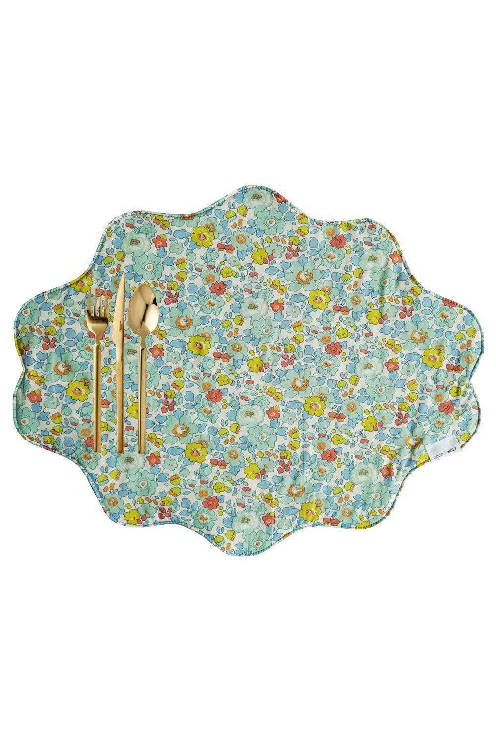 Reversible Wavy Placemat Made With Liberty Fabric Betsy Sage & Strawberry Thief