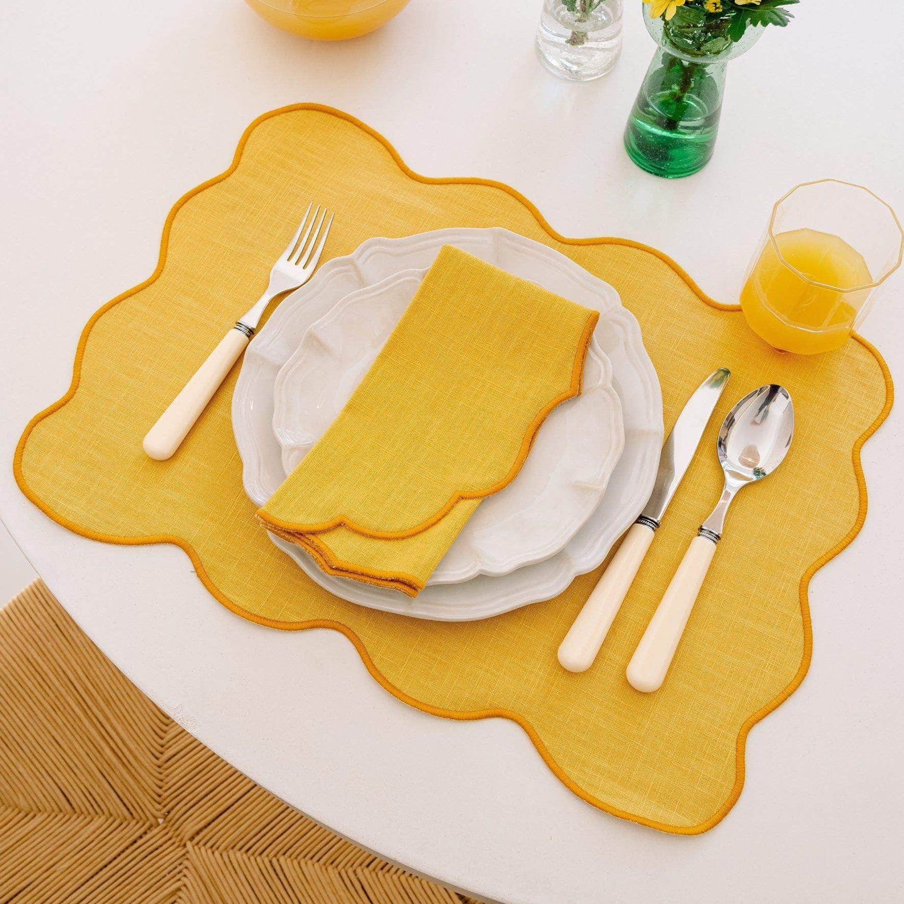 Palma Napkin, Yellow with Yellow