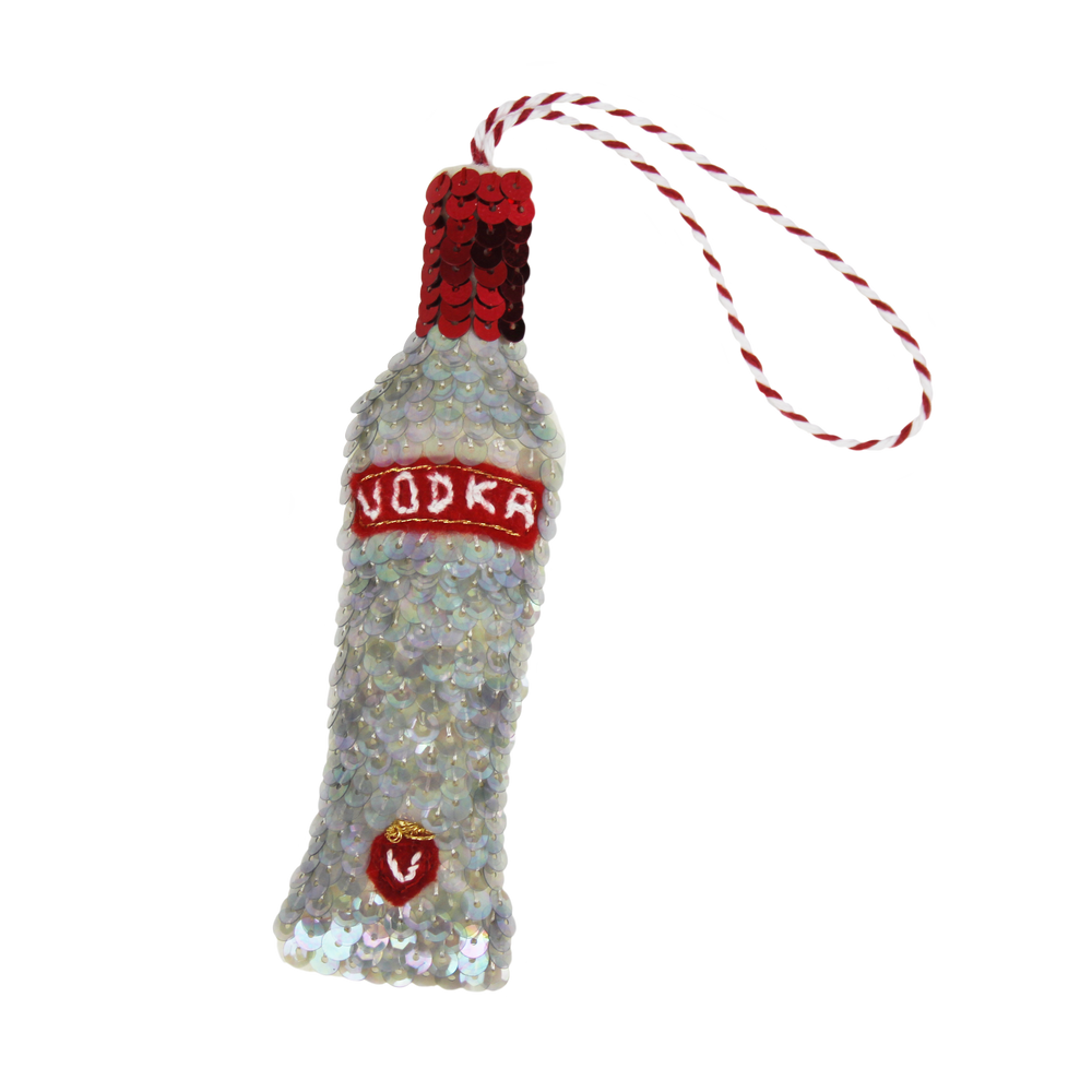 Vodka Bottle Embroidered Sequin Ornament