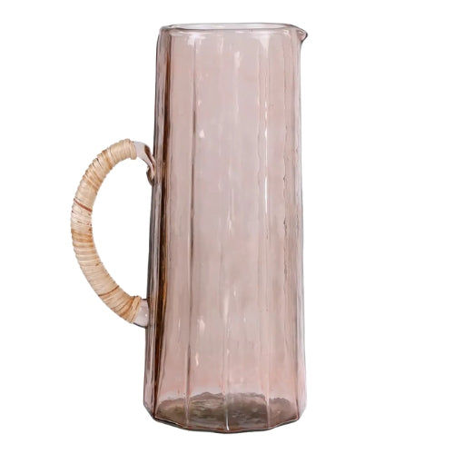 Hammered Water Pitcher, Pink -6.25 x 9.5 Inches