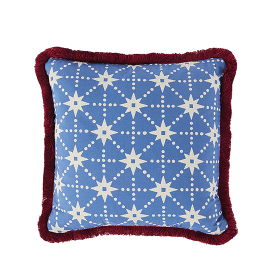 Cushion Brushed Fringe Stars in Blue