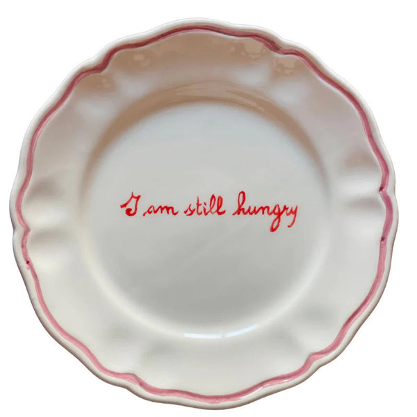 Ceramic "I am still Hungry" Scalloped Plate | Set of 6