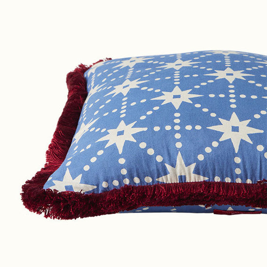 Cushion Brushed Fringe Stars in Blue