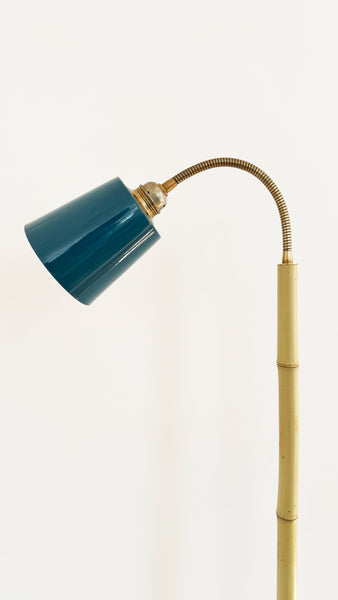 Bamboo and Terracotta Floor Lamp - Blue